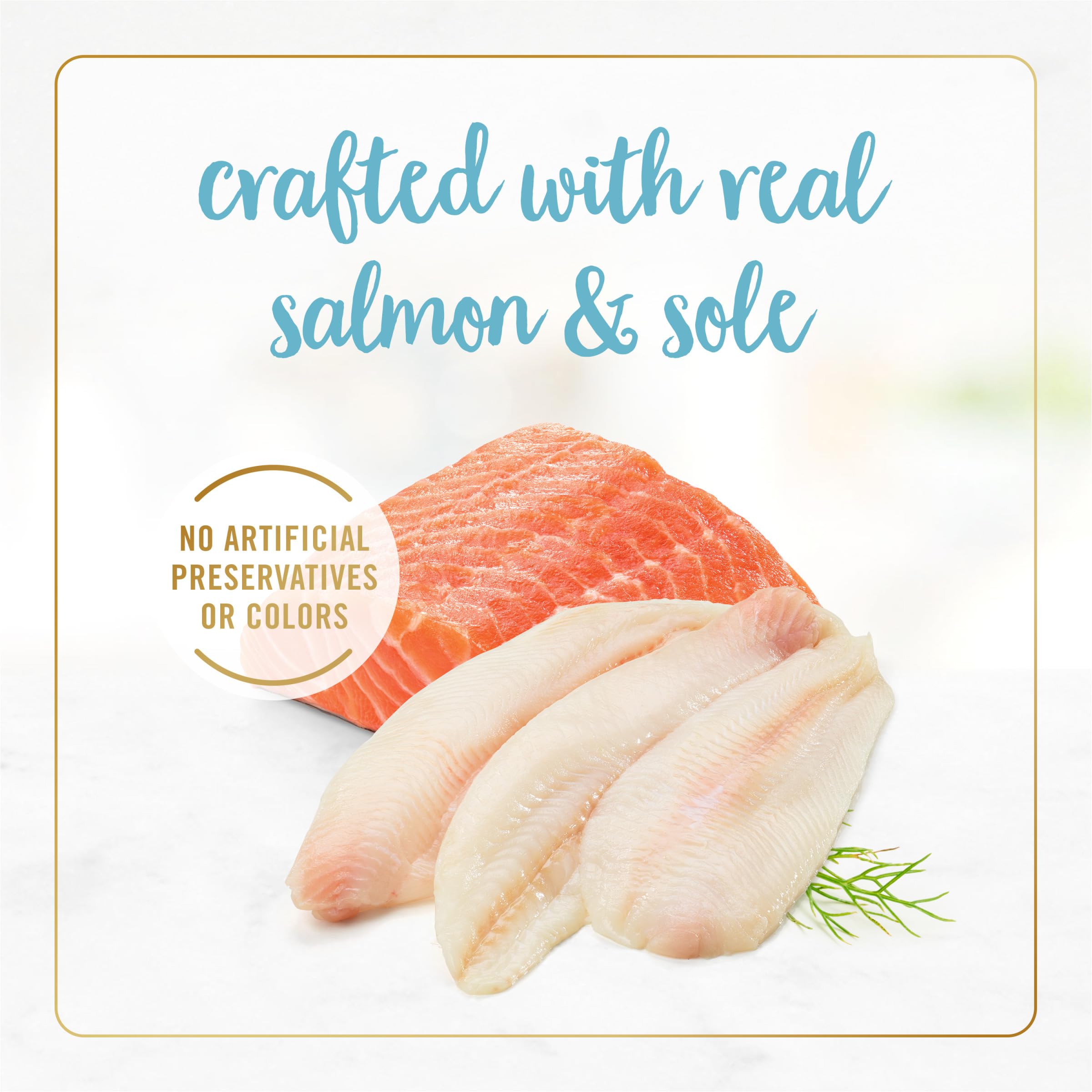 Fancy Feast Gravy Lovers Real Ingredients Salmon-Sole emphasizes high-quality, complete adult cat nutrition.