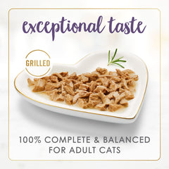Fancy Feast Grilled Beef Feast cans stacked showcase convenient multipack convenience.