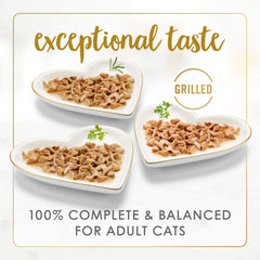 Fancy Feast Grilled Beef in savory gravy close-up showcases protein-rich meal.