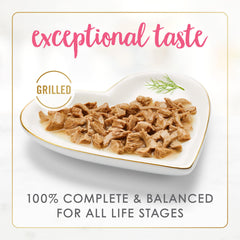 Fancy Feast grilled cat food can with gravy for appealing texture and aroma.