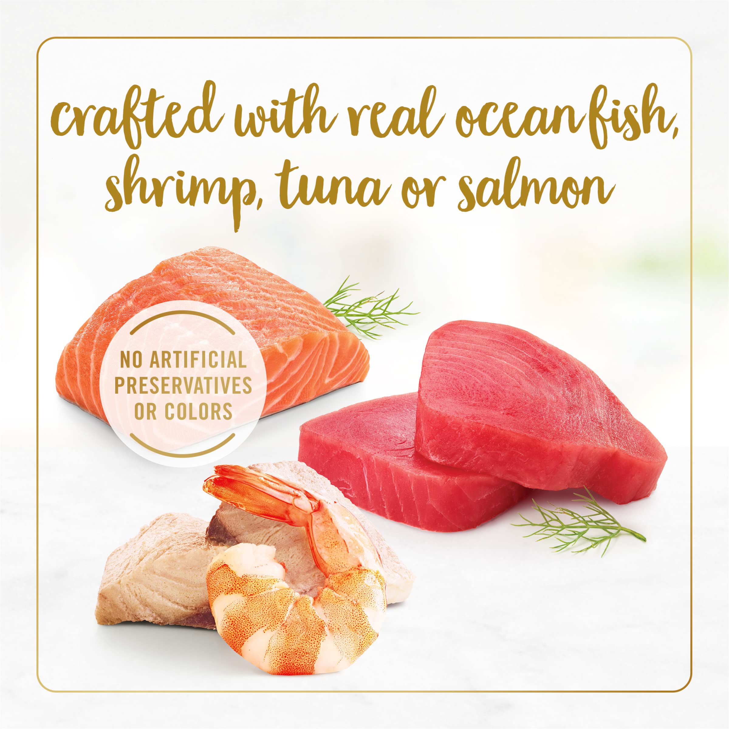 Fancy Feast Grilled Seafood Feast soft cat food texture appears gourmet and tender.