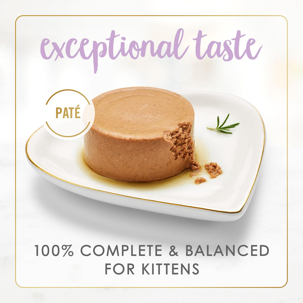 Fancy Feast kitten pate pull-tab can opens easily for quick meals.