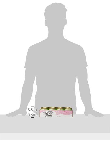 Fancy Feast Kitten Tender Turkey Feast 24-pack display offers convenient kitten meals.