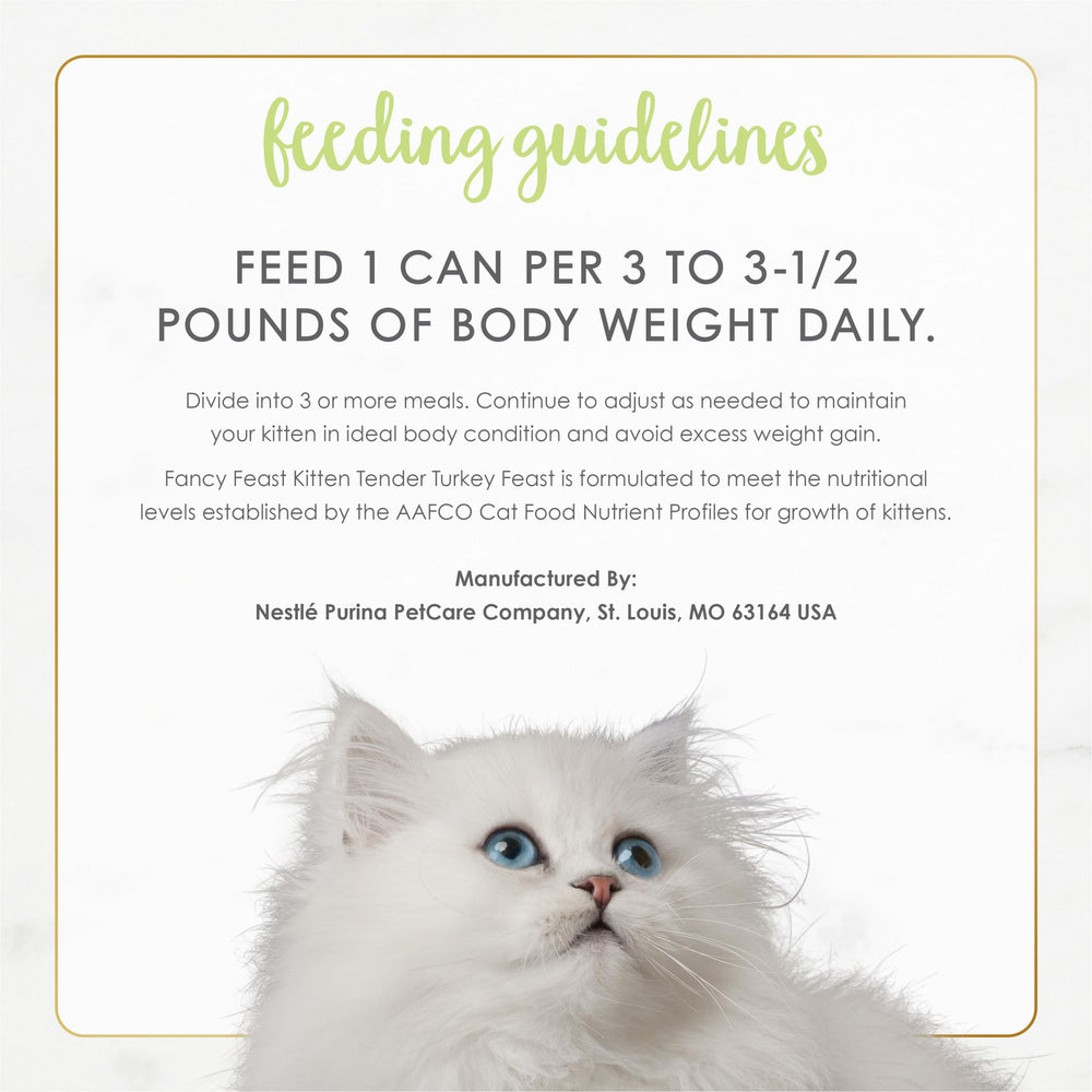 Fancy Feast vitamins and minerals on label emphasize complete kitten nutrition.
