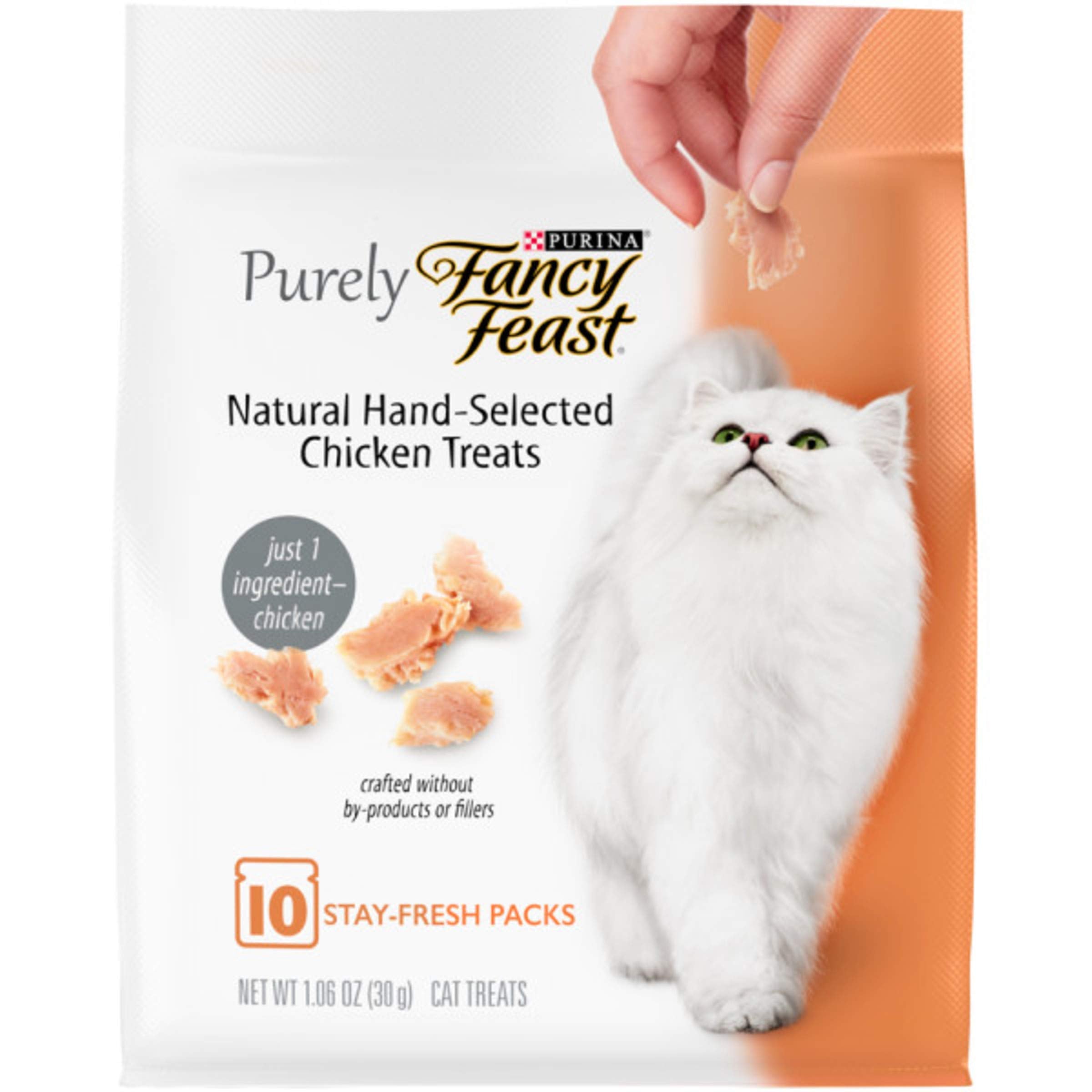 Fancy Feast Natural Chicken Treats pack of 5-10ct pouches for convenient rewarding.