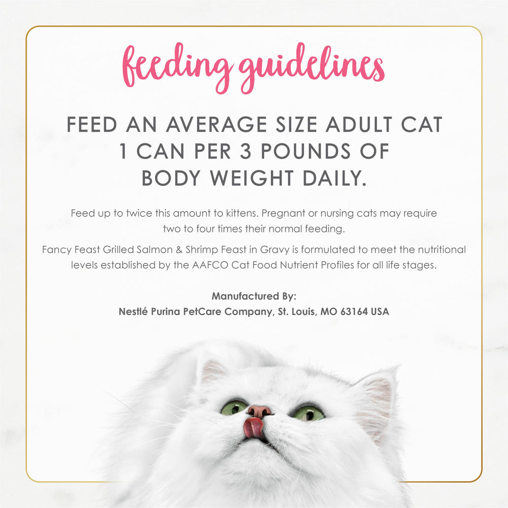 Fancy Feast nutrition-balanced cat food showcases complete vitamins and minerals.