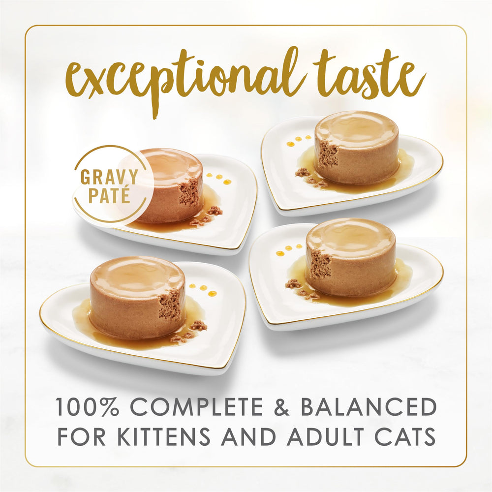 Fancy Feast chicken pate in gravy close-up emphasizes tender texture and aroma.