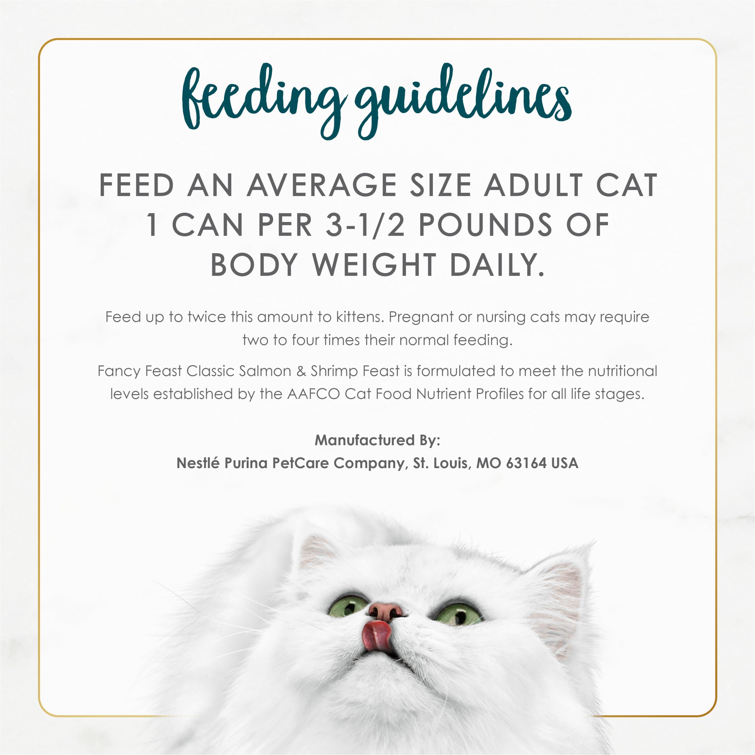 Fancy Feast can label highlights complete and balanced nutrition.