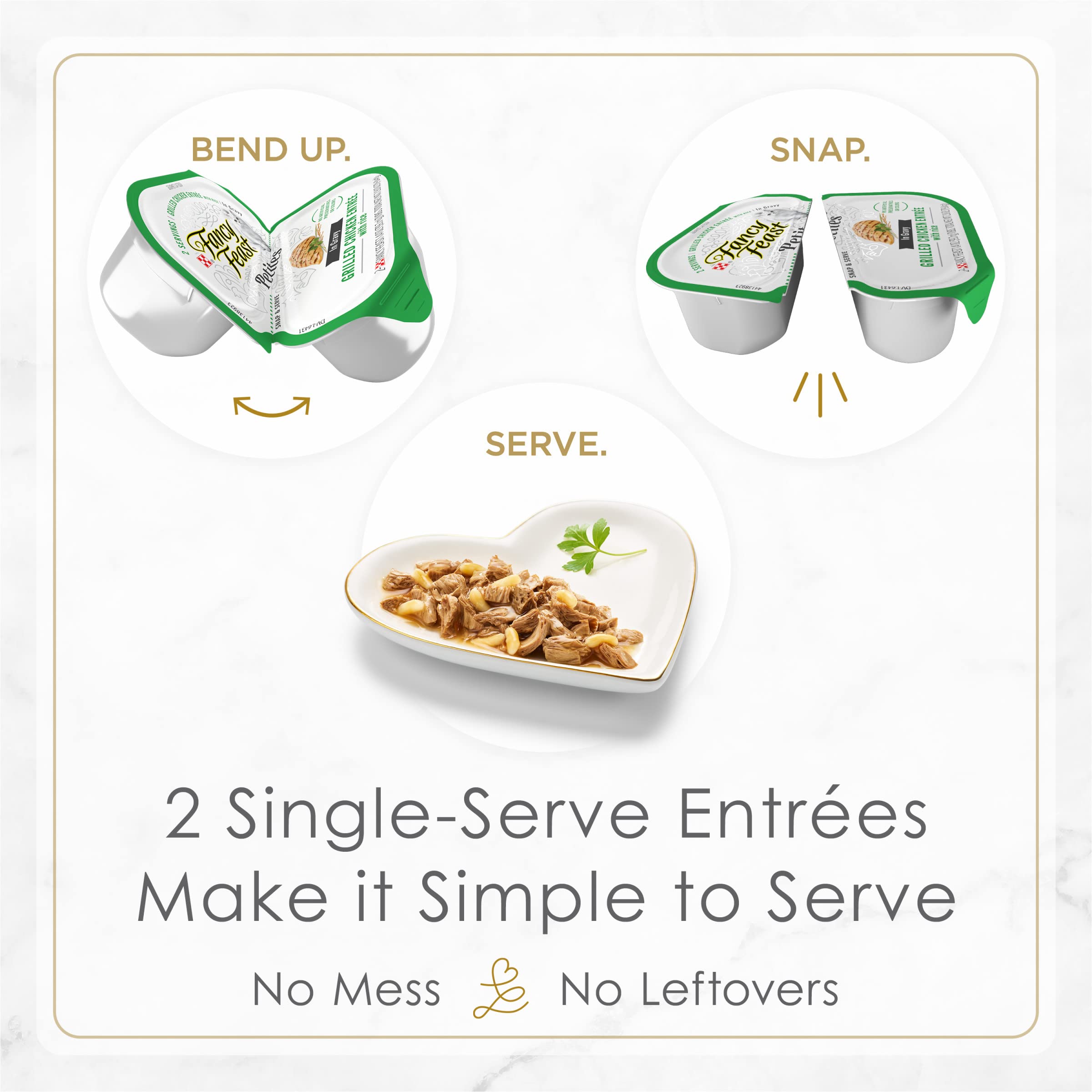 Fancy Feast Grilled Chicken Entree with Rice in Gravy features familiar protein for adult cats.