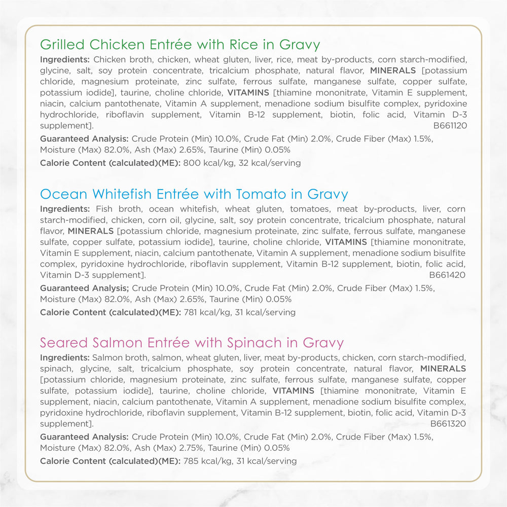 Fancy Feast no artificial preservatives or colors label detail highlights clean ingredients.