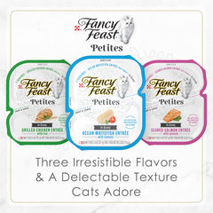 Fancy Feast Ocean Whitefish Entree in Gravy close-up emphasizes premium seafood flavor.