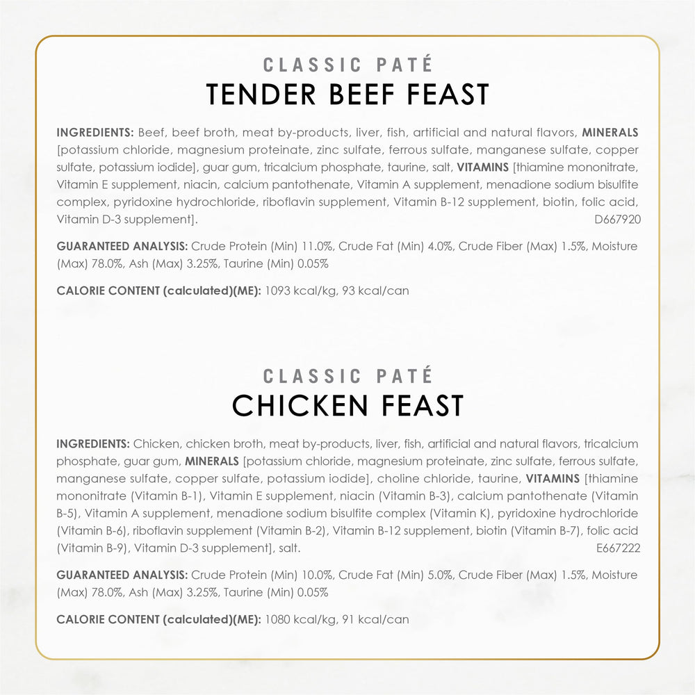 Fancy Feast variety-pack box shows 30 cans for rotating flavors.