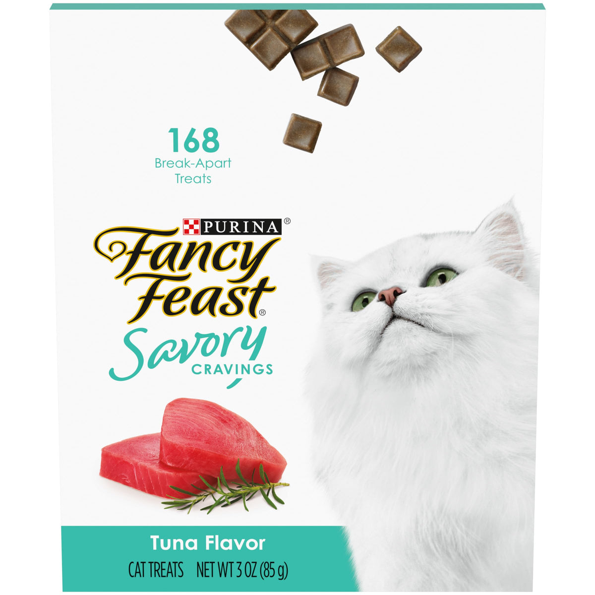 Fancy Feast Savory Cravings Tuna Tender Bites provide a soft, shareable treat moment.