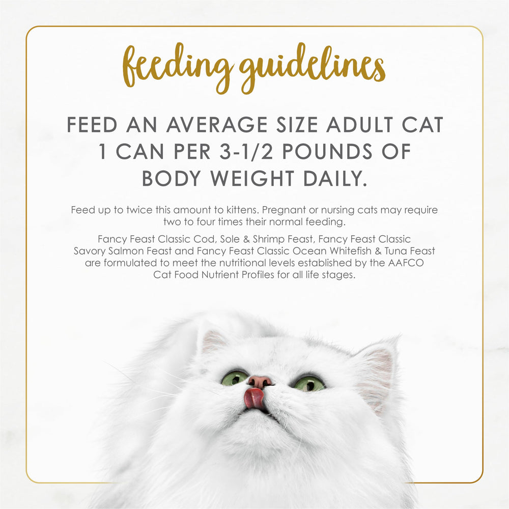 Fancy Feast Seafood Classic Pate Cat Mealtime: quick serving for daily feeding routine
