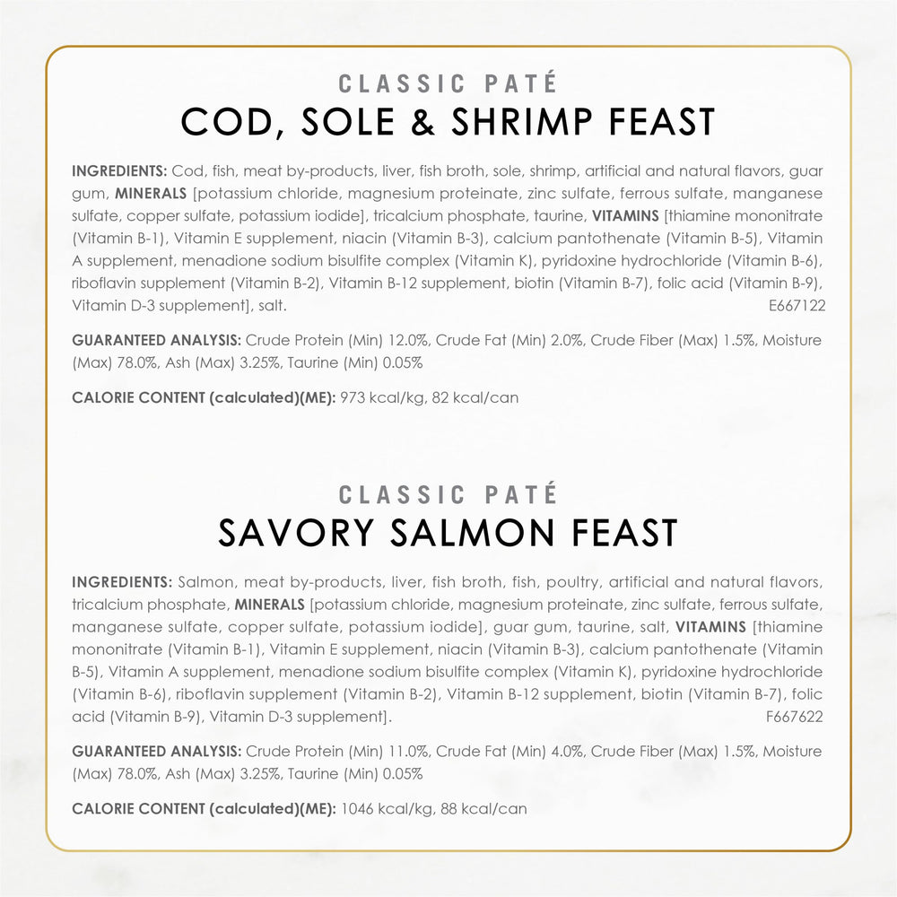 Fancy Feast Seafood Classic Pate Texture Closeup: smooth pâté texture enhances palatability