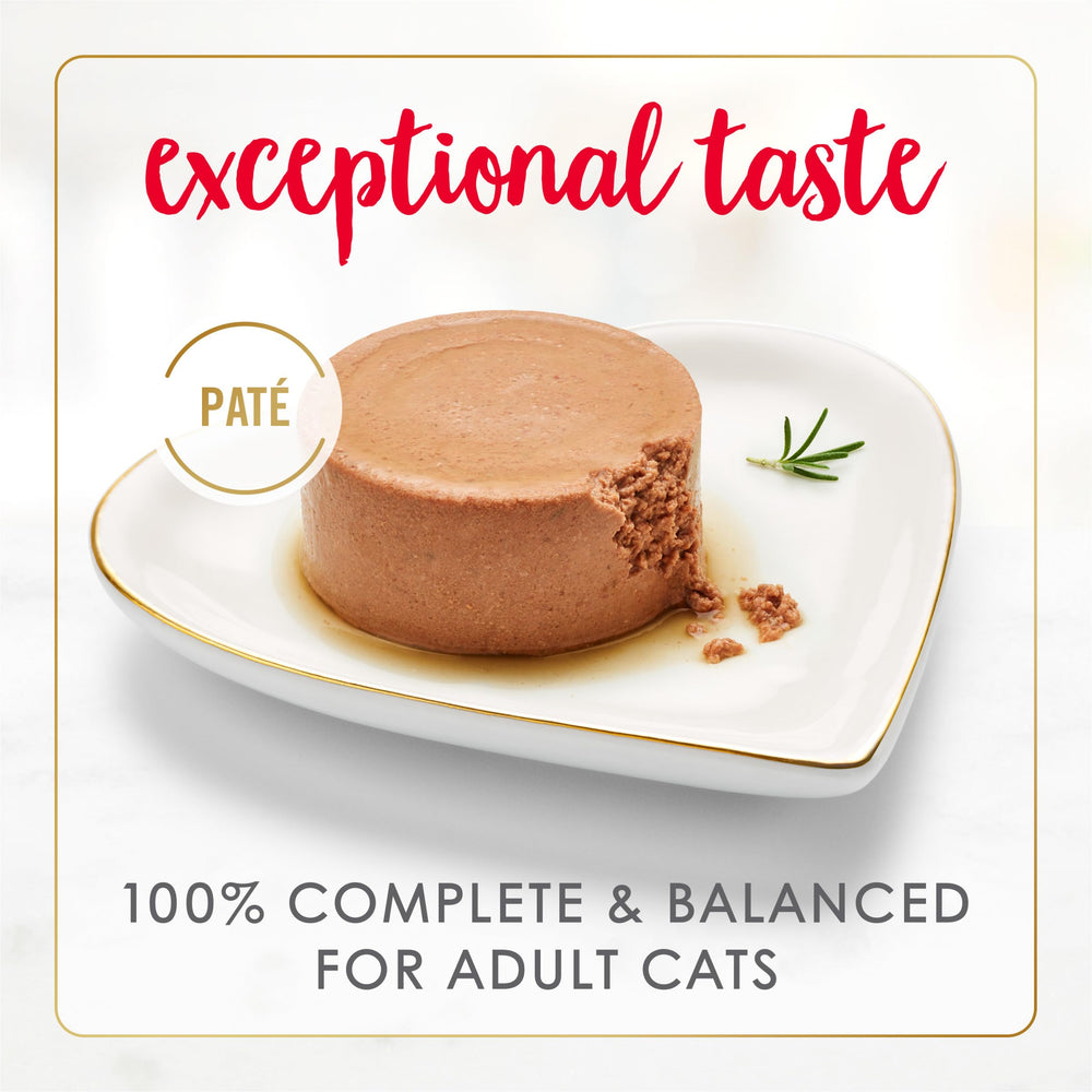 Fancy Feast tender-beef-chicken-pate close-up highlighting creamy texture and gourmet appeal.