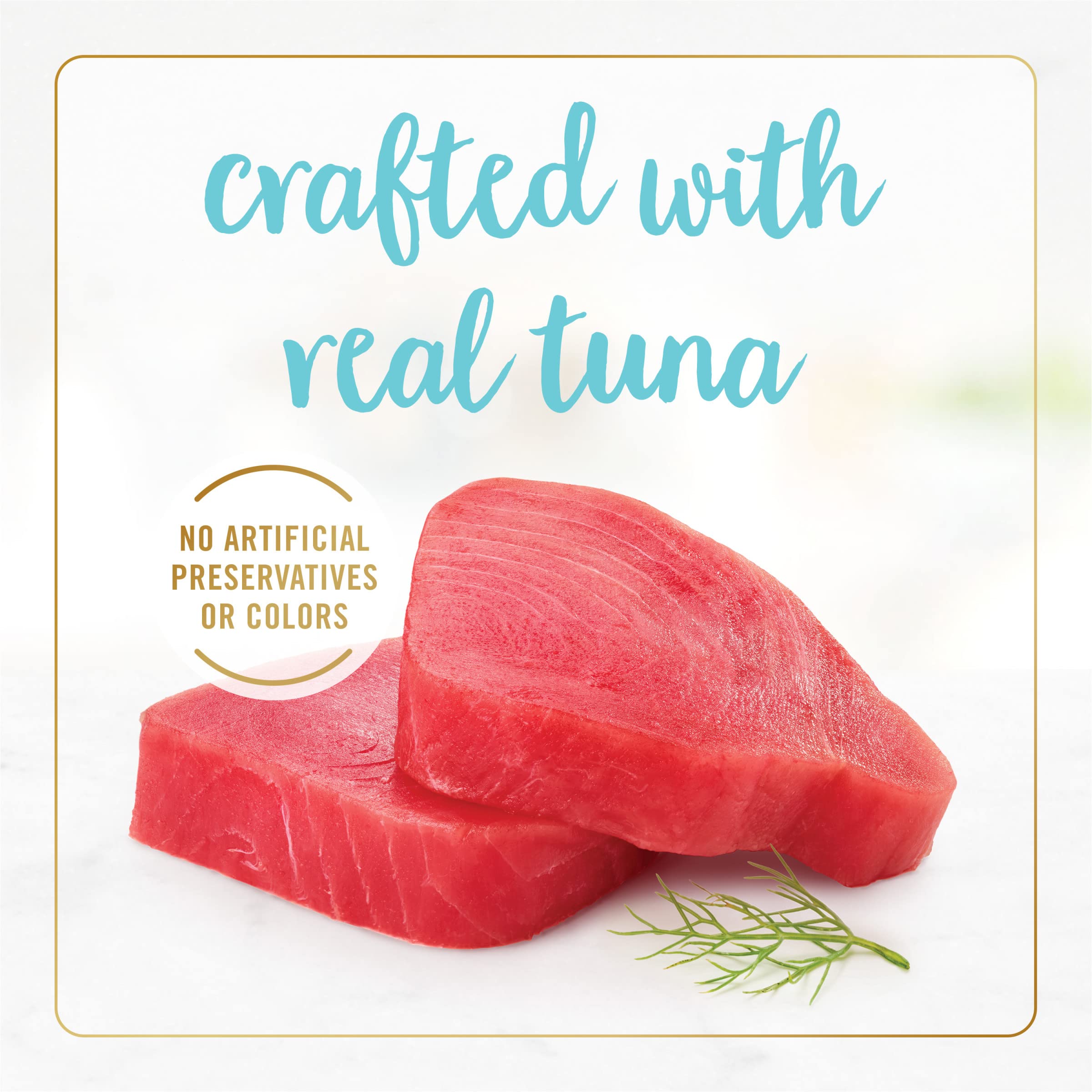 Fancy Feast tuna ingredients label showcasing real tuna and no artificial colors