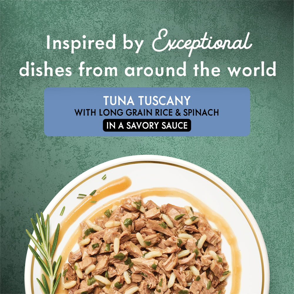 Fancy Feast Tuna Tuscany ingredients rice greens highlights wholesome bits in a balanced bowl