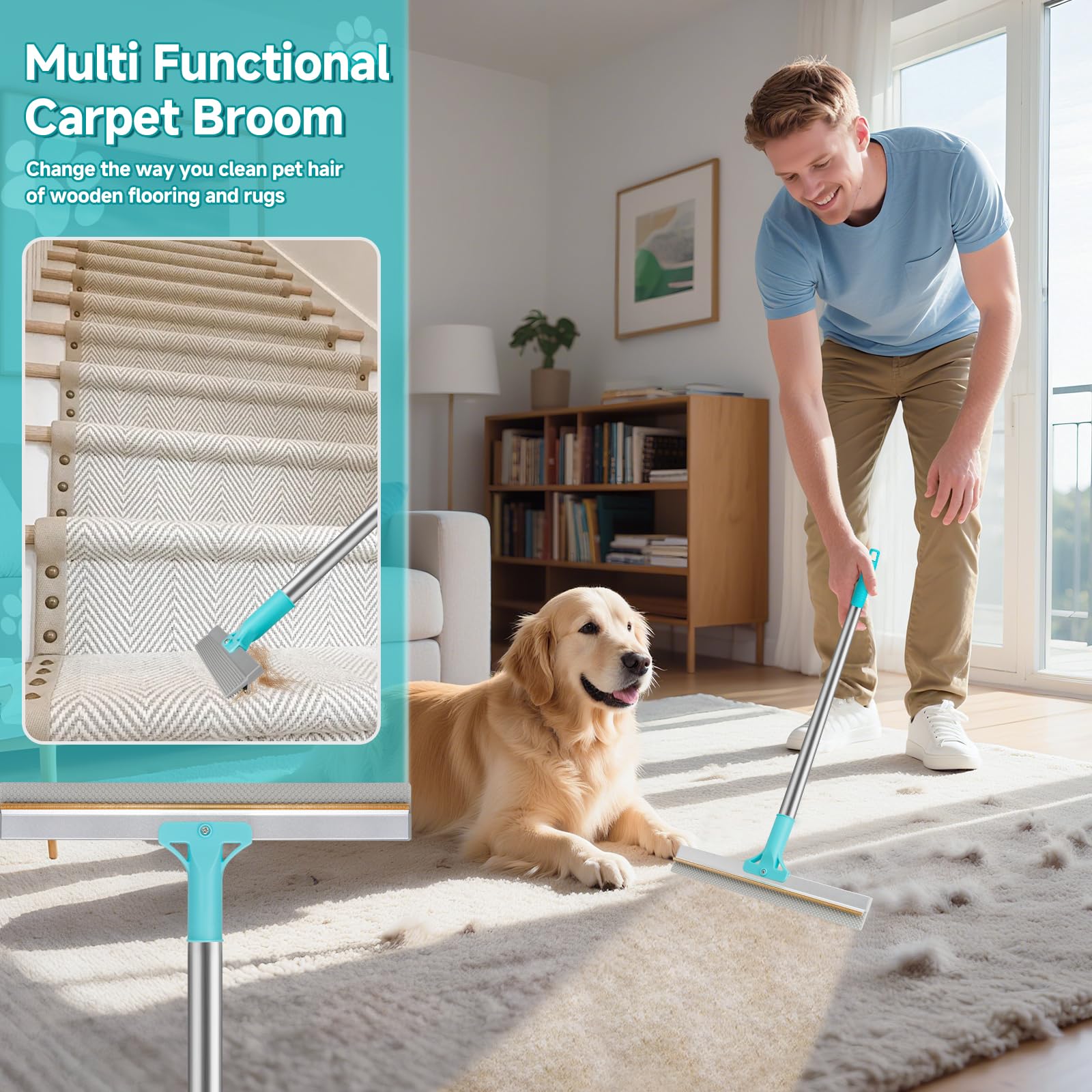FancyMouse Ergonomic Grip and Extendable Rods reduce cleaning fatigue.