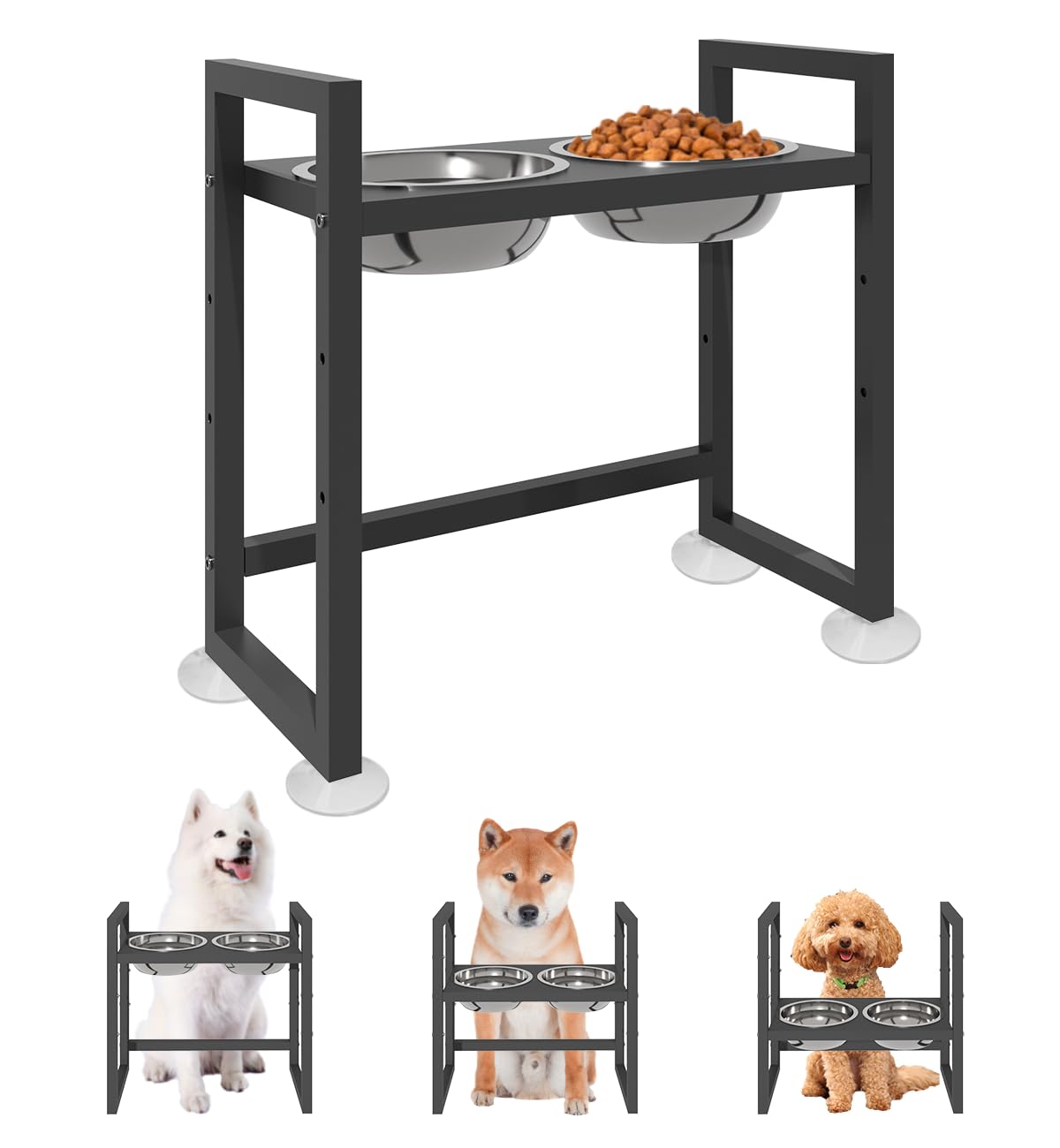 Fandature elevated dog bowls stand black provides stable meals for all breeds