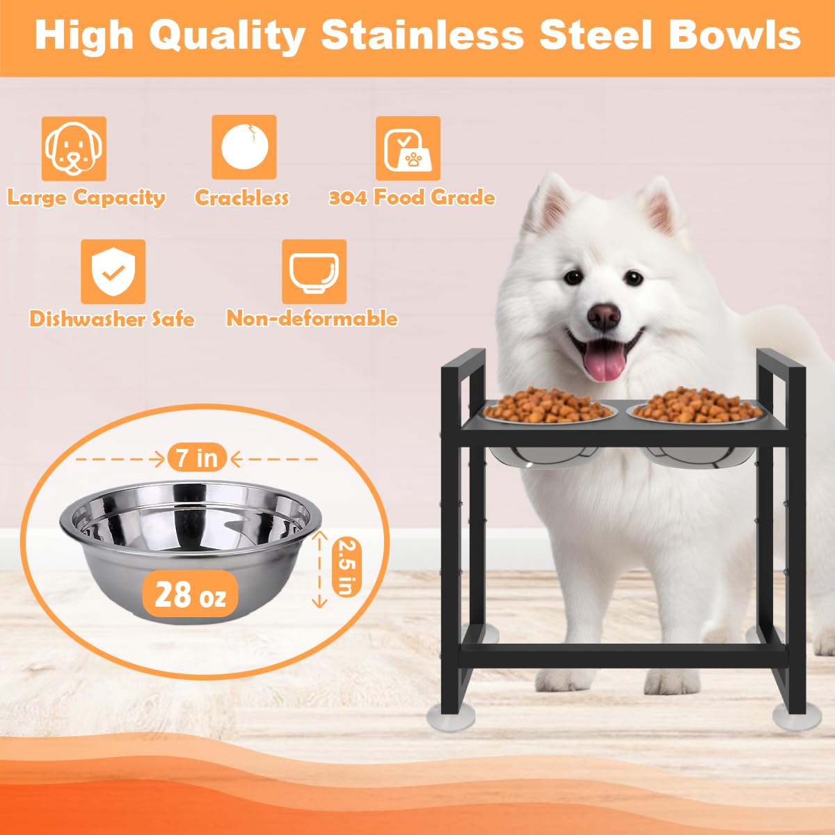 Fandature stainless steel bowls are durable and easy to clean after feeding