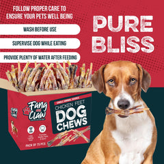 Fang and Claw air-dried chicken feet package emphasizes texture, aroma, and real-food chews.