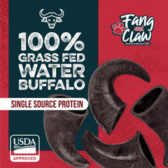 Fang and Claw single-ingredient buffalo horn chew emphasizing purity.