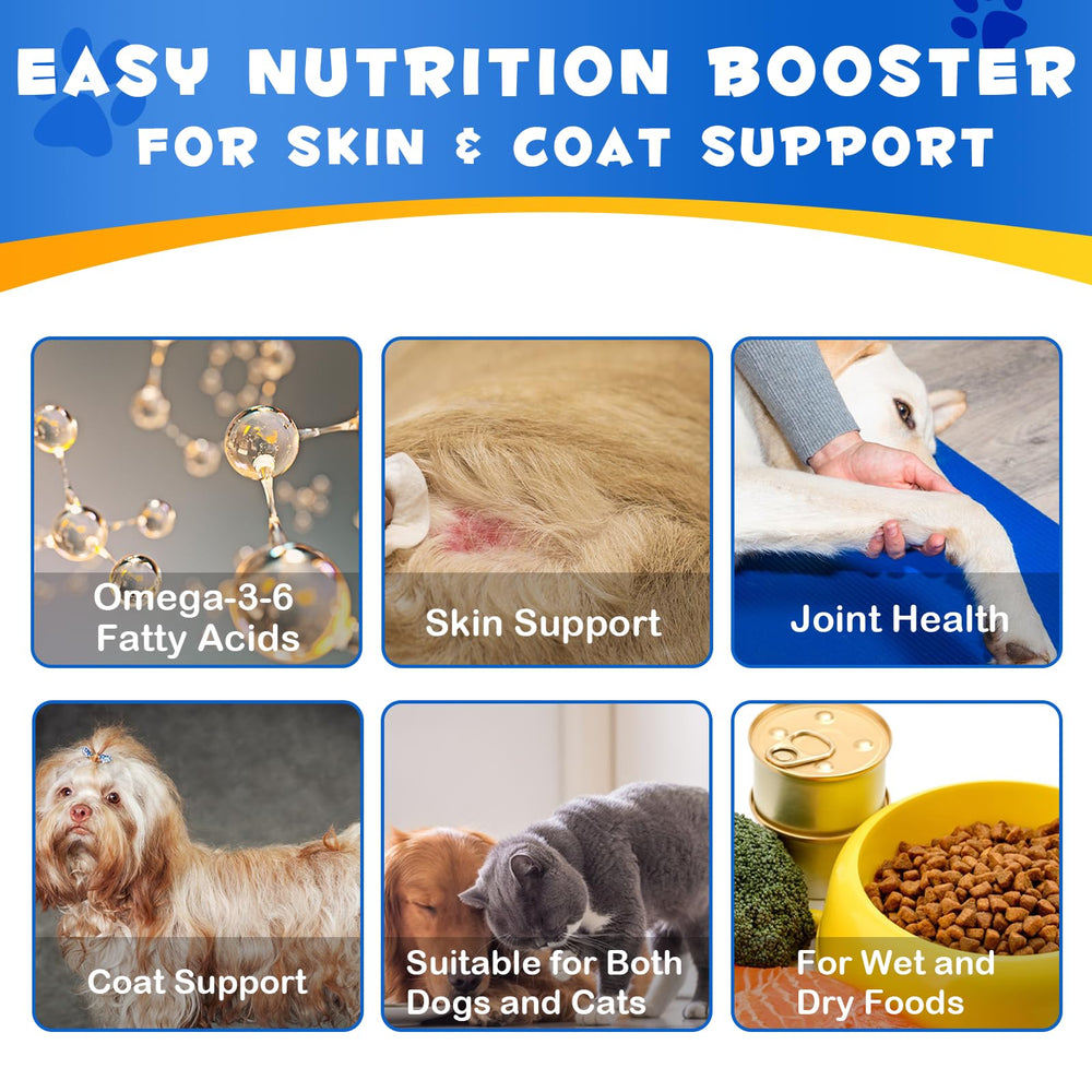 FANGCUN Alaskan Salmon Oil mixed into meals demonstrates versatile feeding options.