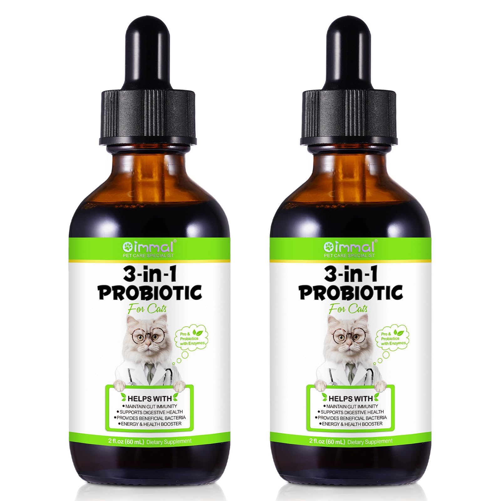 FANGCUN cat-probiotics-pack-2 bottle pour demonstrates convenient dosing for gut balance.