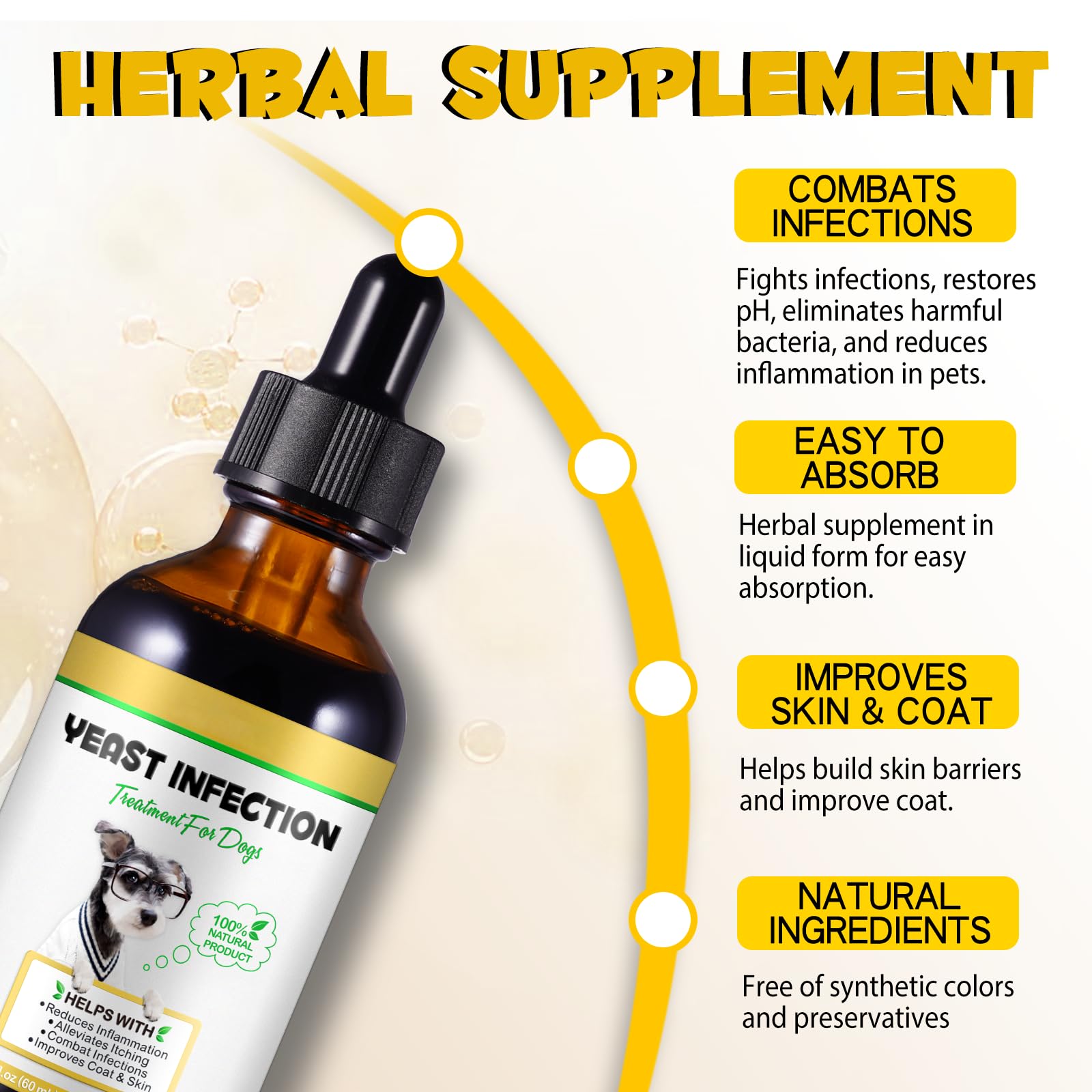 FANGCUN yeast drops easy-mix-into-food demonstrates simple daily administration for dogs.