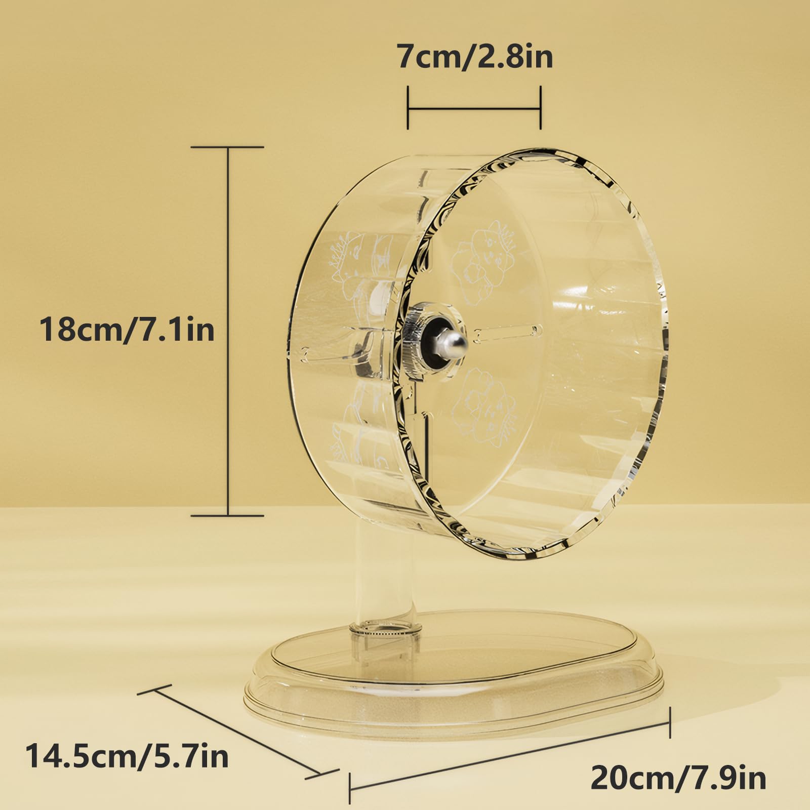 Fanlahmtasy Syrian hamster wheel 7inch in action supports spacious running.