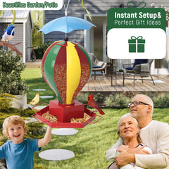 Fanosy bird feeder outdoors with 6lb capacity reduces refills and keeps birds fed longer