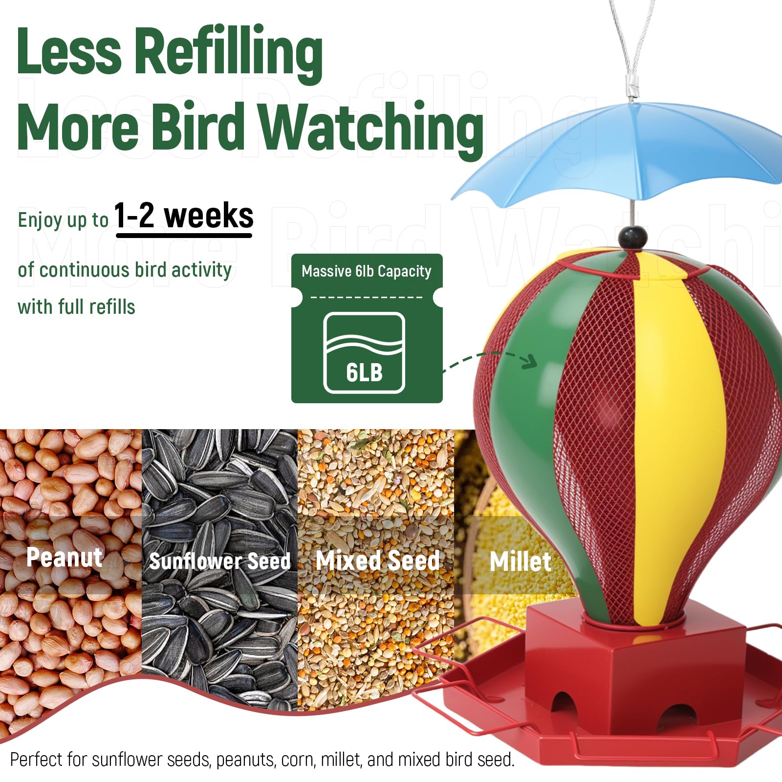 Fanosy bird feeder outdoors brushed metal finish resists weather and corrosion