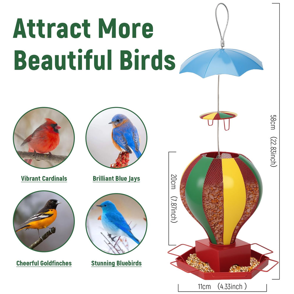 Fanosy bird feeder outdoors slippery-dome top deters squirrels during feeding