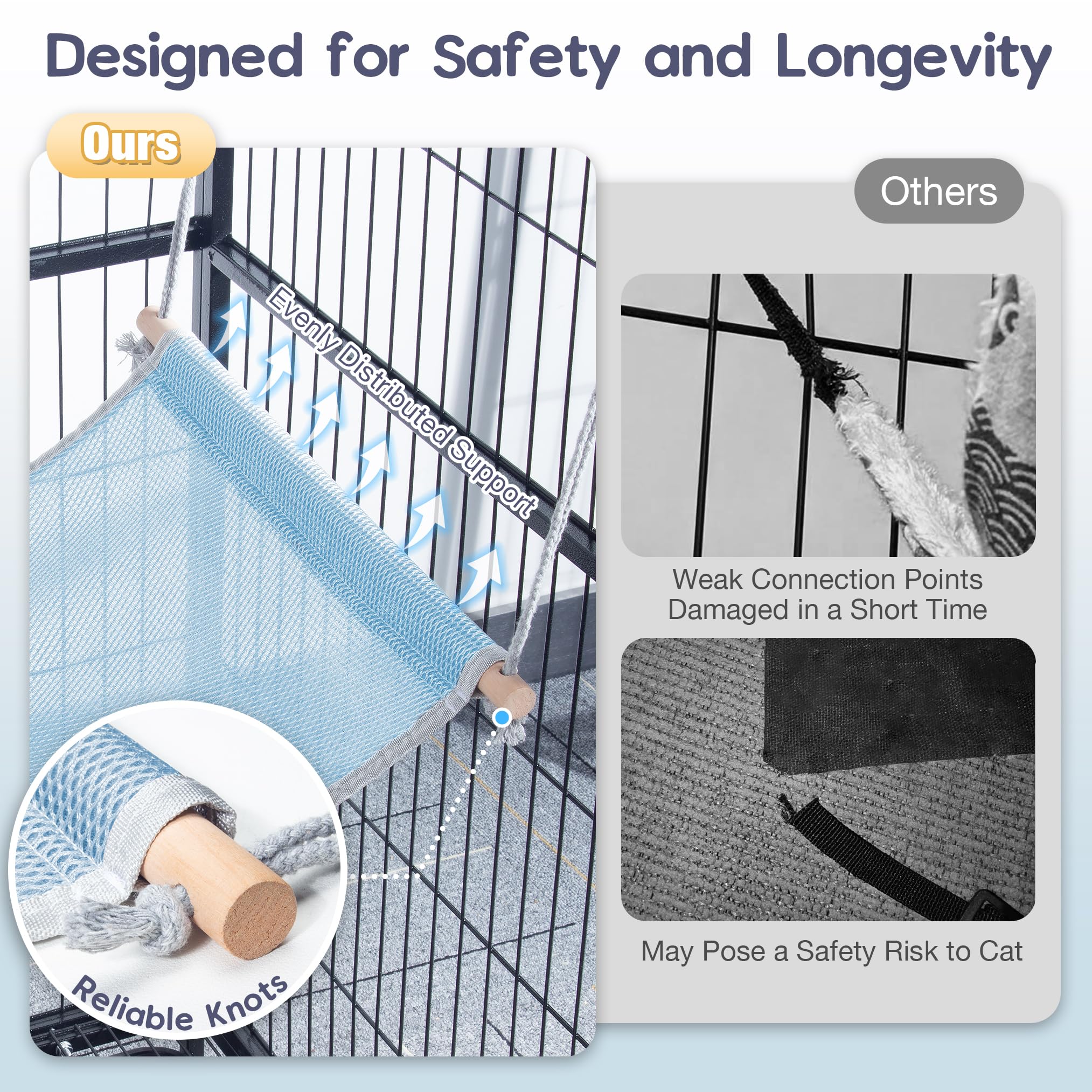 Fantasreen cat hammock cage hanging setup shows easy attachment for cages or carriers