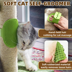 Fantasreen cat scratching post soft groomer bristles provide gentle facial massage for cats.
