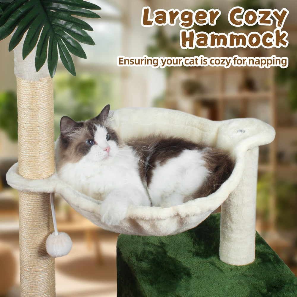 Fantasreen cat tree large hammock offers a cozy lounging spot for cats.