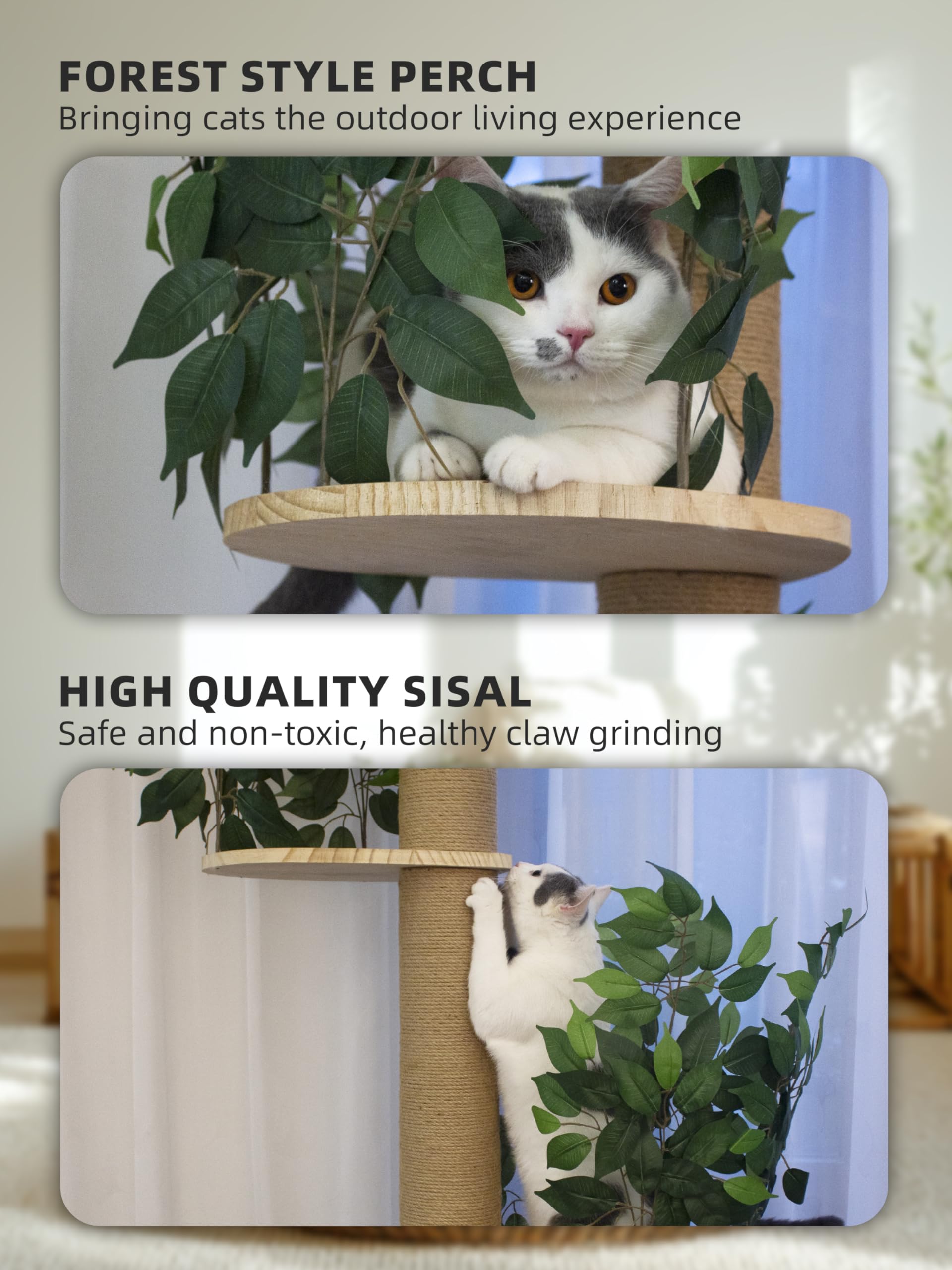 Fantasreen cat tree natural sisal posts satisfy claws and protect furniture