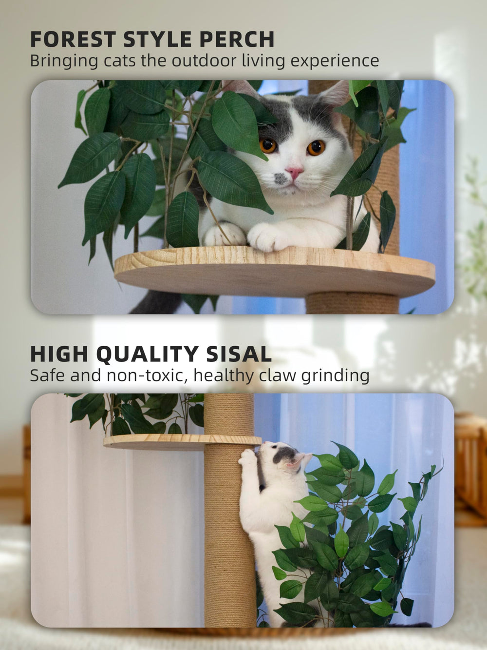 Fantasreen cat tree natural sisal posts satisfy claws and protect furniture