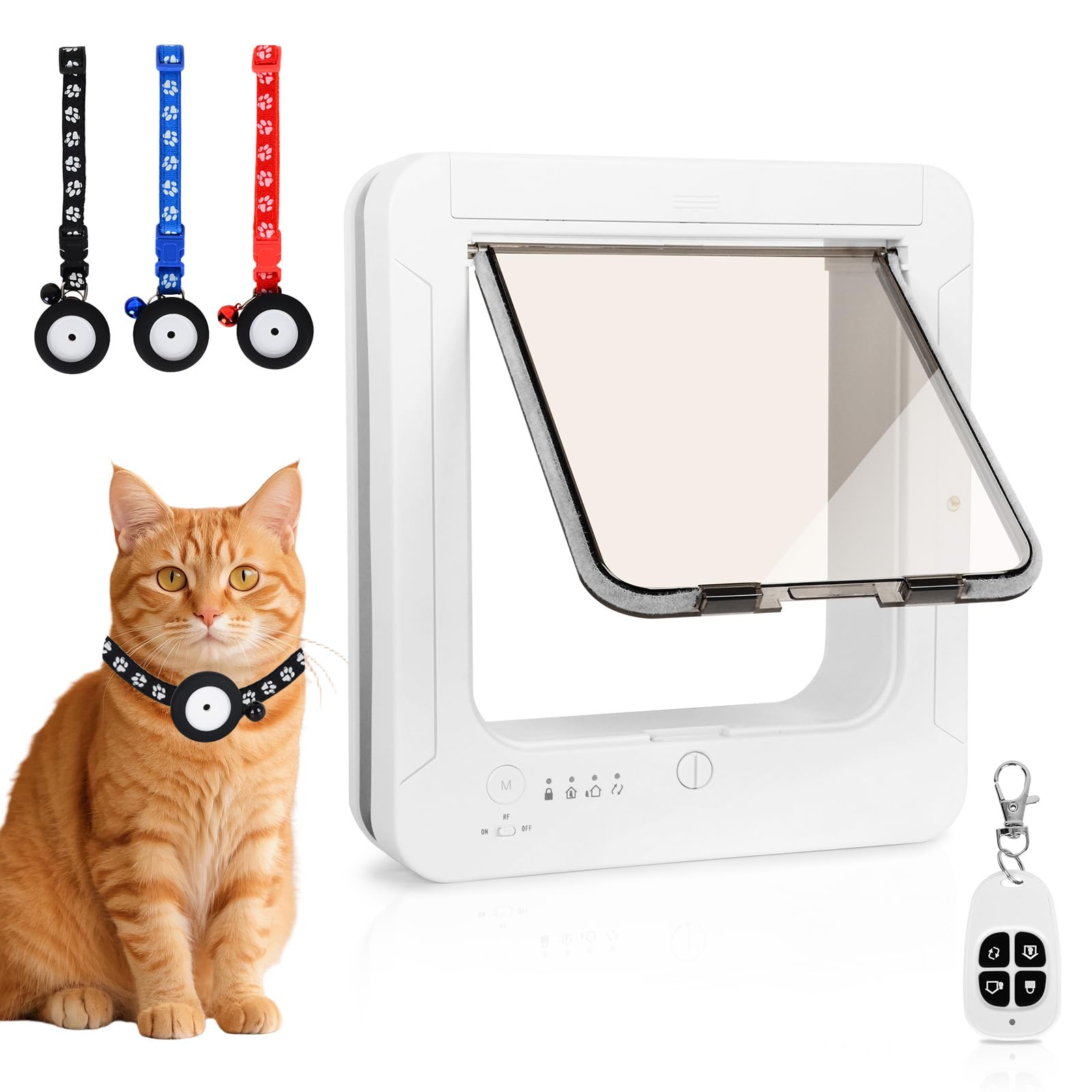 Fantspati smart cat door front view white enables secure pet access