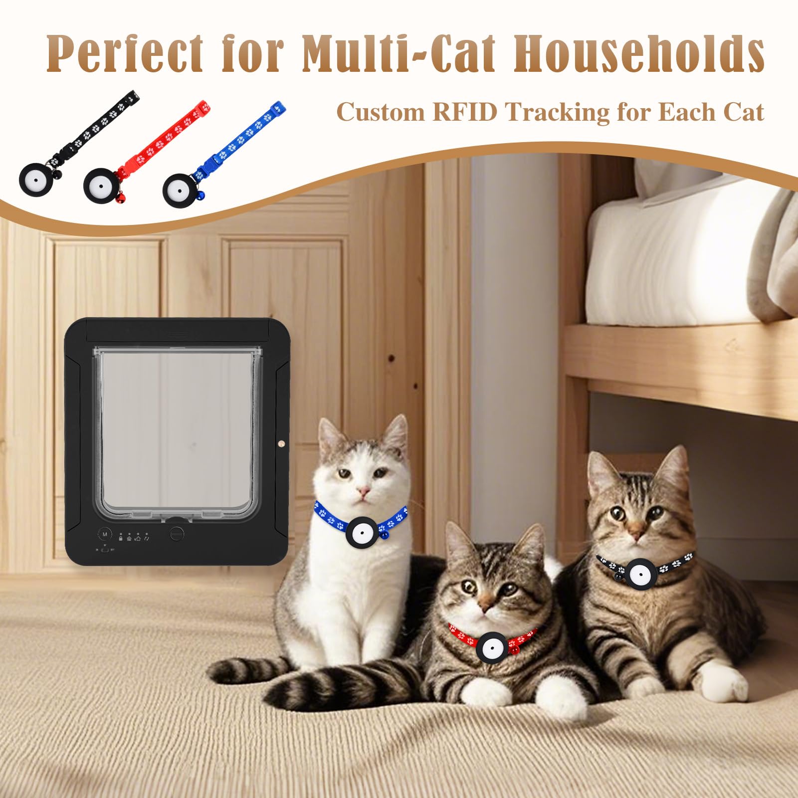 Fantspati smart cat door side view shows exterior mounting and weatherproof design