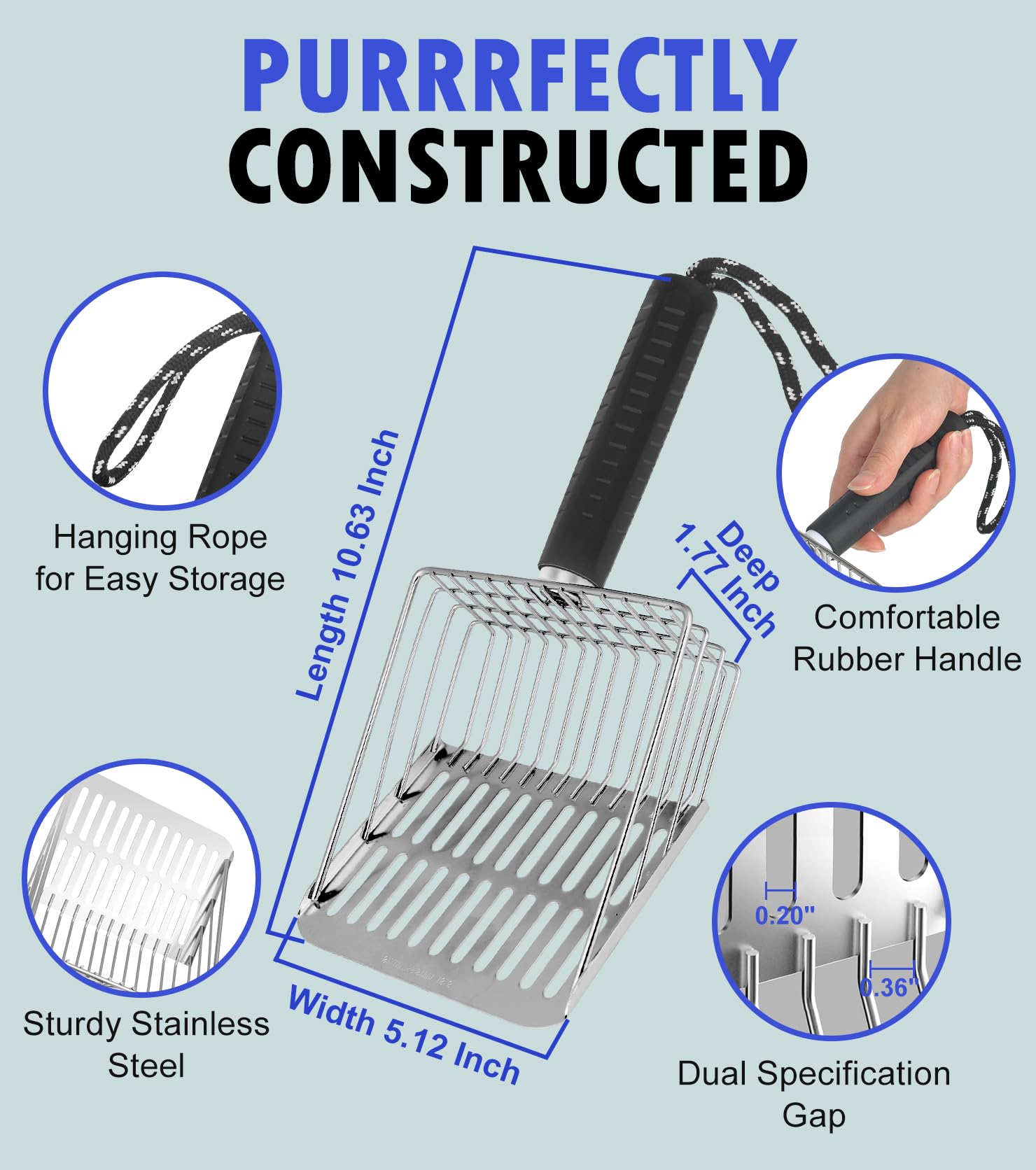 Faoemsey cat scoop coarse and fine sieves separate waste efficiently for faster cleanup.