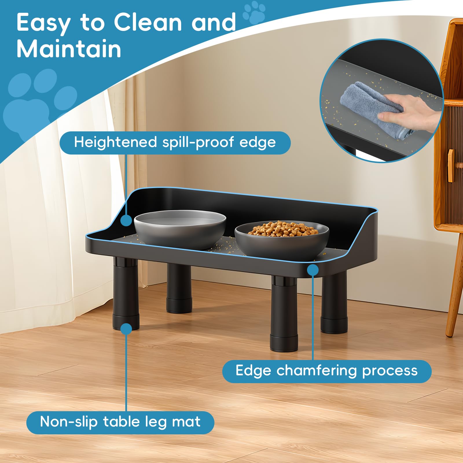 Farafox removable-mat-easy-clean surface allows quick wipe-downs after meals.