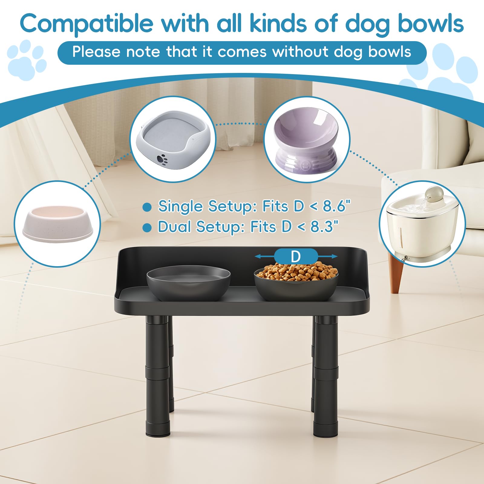 Farafox universal-bowls-fit-stand works with most bowls without replacing the stand.