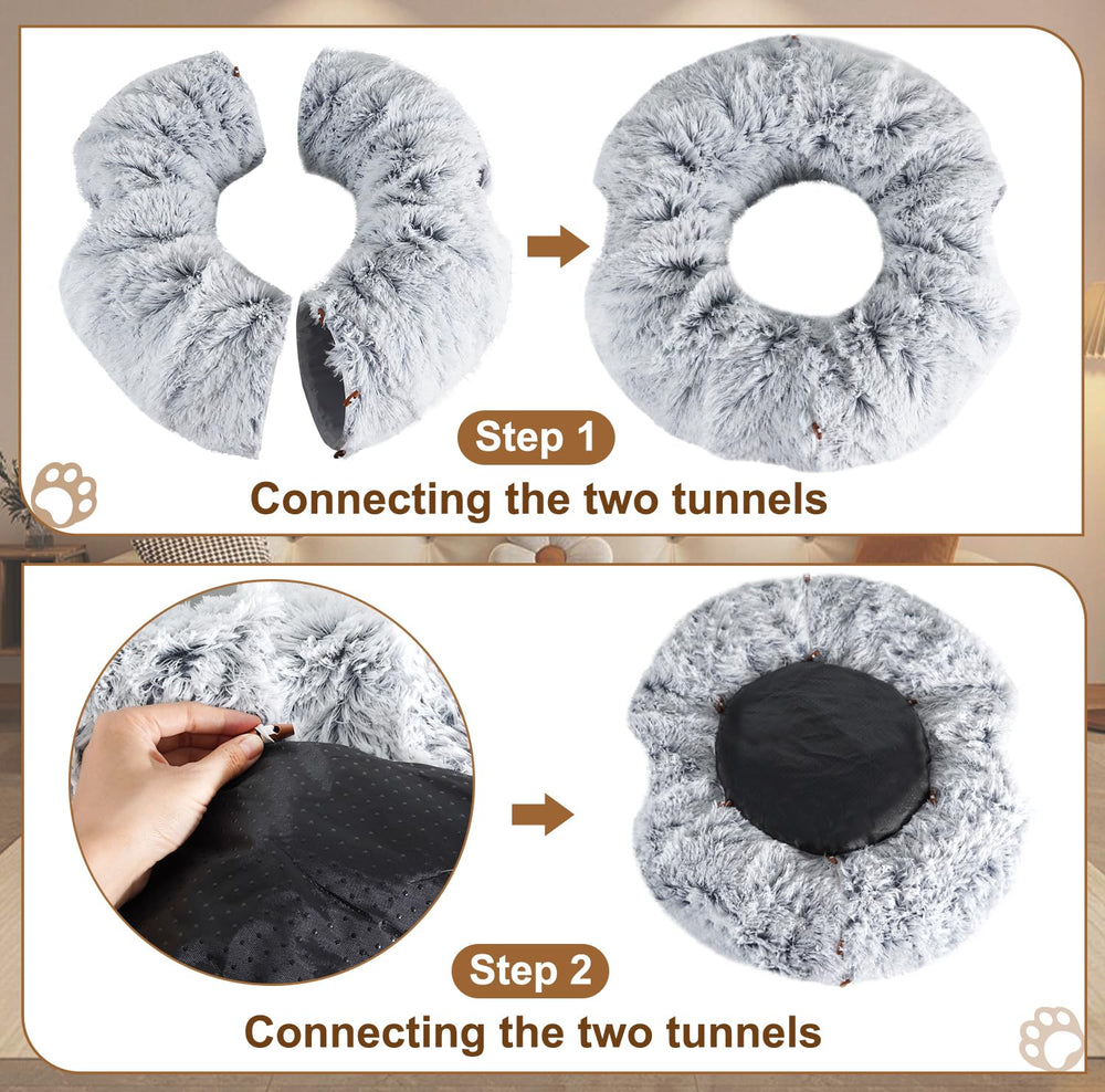 Farhming flexible-shape cat tunnel fits small rooms and blends with decor.