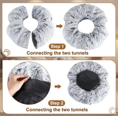 Farhming flexible-shape cat tunnel fits small rooms and blends with decor.