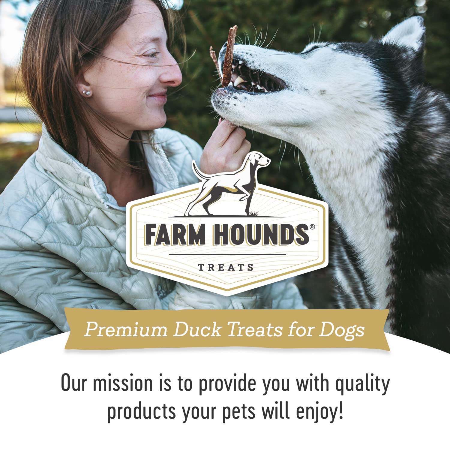 Farm Hounds duck gizzards dog enjoying a reward treat