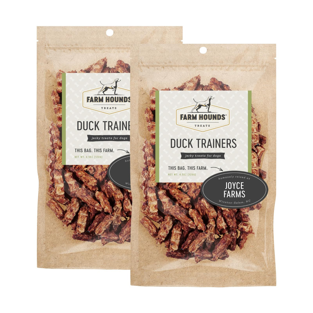 Farm Hounds Duck Trainers pack front: humane, easy-break training treats for dogs