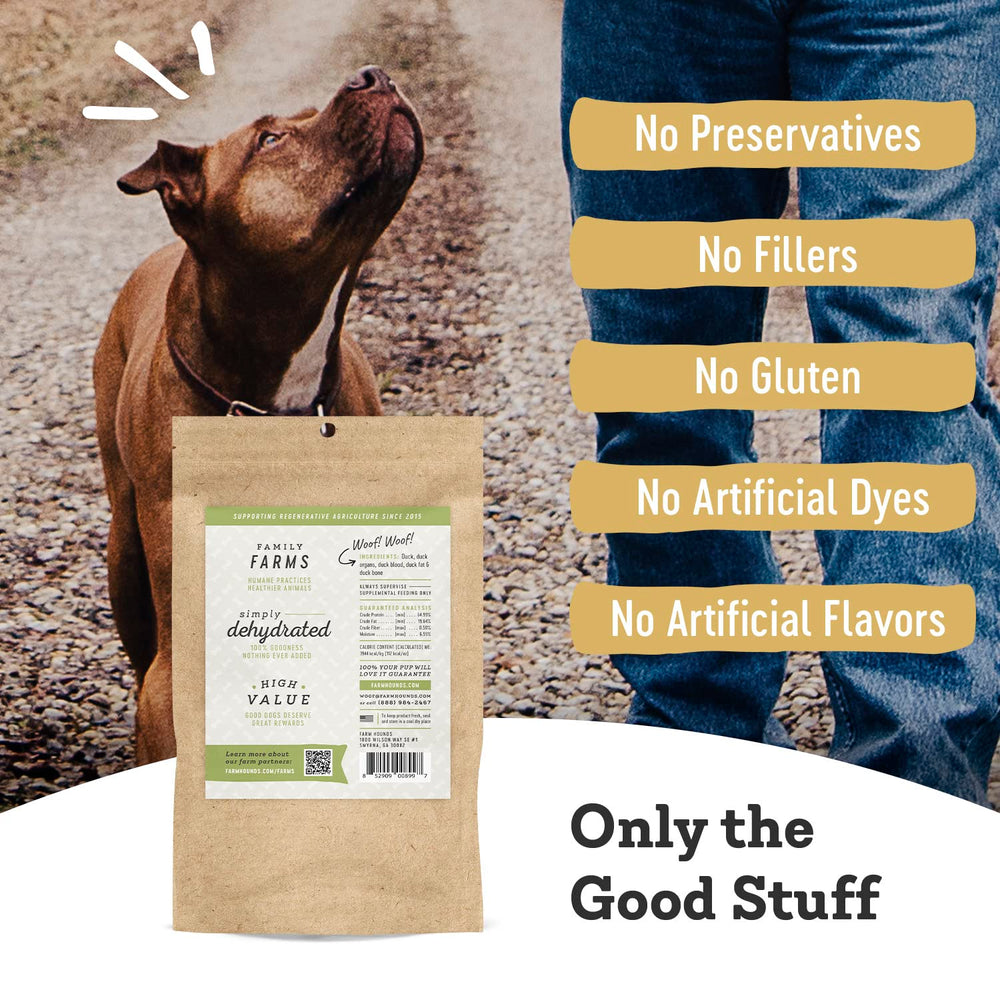 Farm Hounds pack-front image, 4.5 oz bag ready for training sessions.
