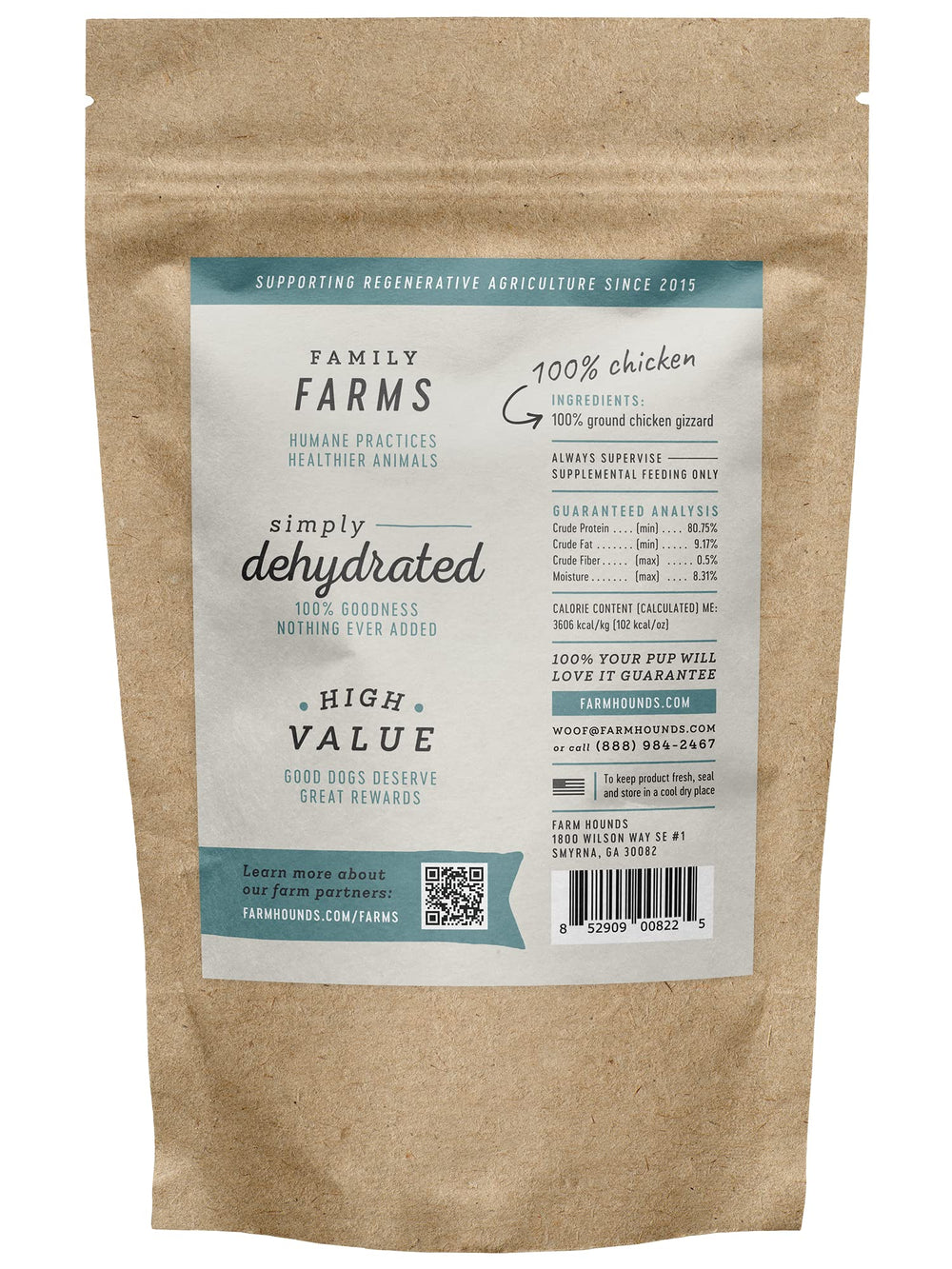 Farm Hounds single-ingredient gizzard image conveying natural, preservative-free snack.